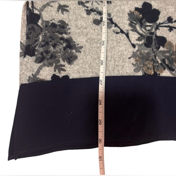 Westport Gray & Navy Floral Tunic Top with Asymmetrical Hem - Picture 10 of 10